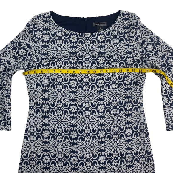 Jessica Howard Women’s Navy White Embroidered Dress 3/4 Bell Sleeves, Size 10 - Picture 10 of 13